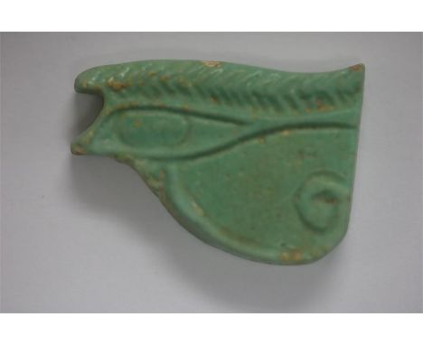 Egyptian Wadjet Eye of Horus Amulet, Ptolemaic Period, 332-30 BC.&nbsp; &nbsp; &nbsp;A faience amulet of the Eye of Horus wit