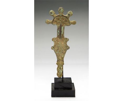 Gothic Radiate Headed Fibula Brooch, 5th century AD  A bronze brooch with five radiating knops to the semicircular head; the 