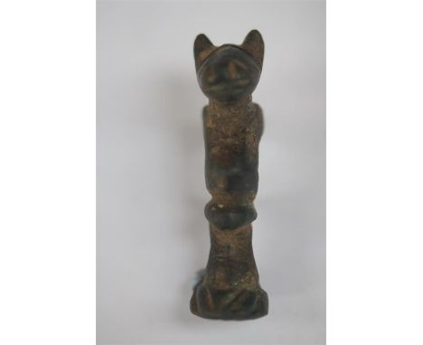 Roman Feline Casket Leg Fitting, 1st-4th century ADA bronze leg from a casket in the form of a feline head with paw to base.S