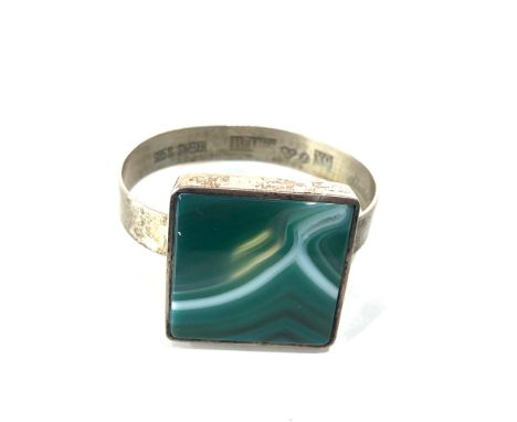 Vintage sterling silver designer lindstrom sweden banded agate bangle weight 30 g 