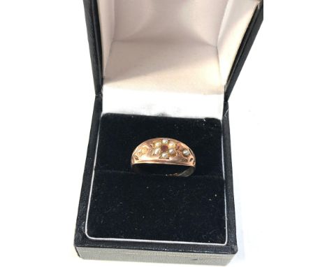 9ct gold antique ruby &amp; seed pearl ring weight 2.2g 