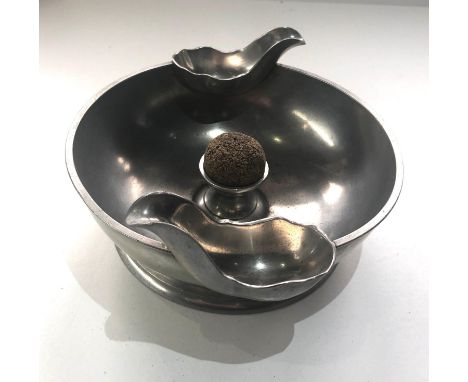 Rare large pewter Dunhill pipe stand and bowl measures approx 19cm dia height 17.5cm hallmarked on base as shown 