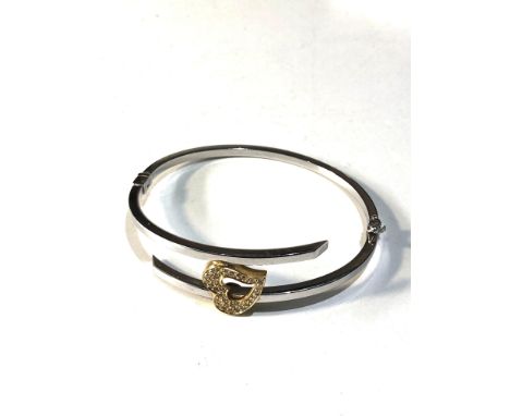 14ct gold gemstone heart bangle  bypass design weight 11.8g 