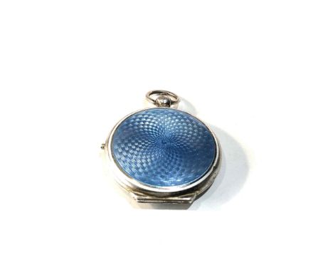 Antique silver and enamel pocket watch style compact enamel both sides measures approx 4cm dia not including loop small ename