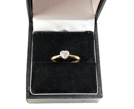 18ct gold &amp; plat diamond ring size k weight 2g 