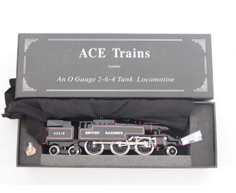 An ACE TRAINS O Gauge 2-6-4T 3 cylinder Stainer tank locomotive, in gloss lined black BR livery numbered 42510 - VG/E in VG b