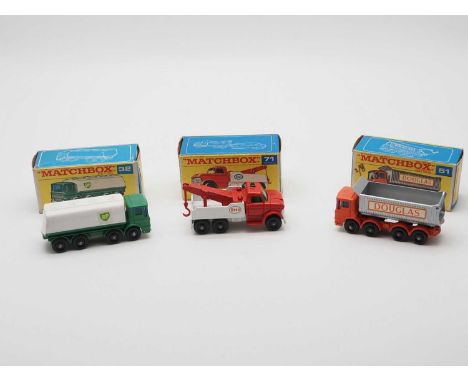 A group of MATCHBOX Regular Wheels lorries, comprising of a No 51c Mammoth Major 8 Wheel  Tipper 'Douglas', a No 71c Ford Hea