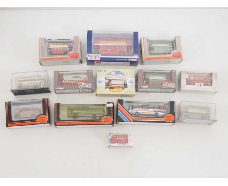 A group of diecast buses and a tram in various scales by CORGI and EFE - VG in G/VG boxes (13)