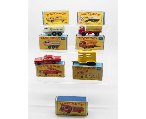 A group of MATCHBOX Regular Wheels vehicles and 3 empty boxes, comprising of a No 61b Alvis Stalwart 'BP'  a No 70b Ford Grit