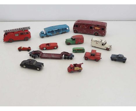 A group of playworn diecast cars, vans and lorries by DINKY, CORGI and MATCHBOX - F (unboxed) (13)
