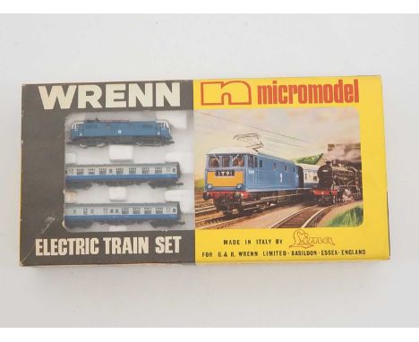 A WRENN (by LIMA) N gauge No. 1 BR Passenger train set comprising electric locomotive (pantograph missing), 2 coaches, batter