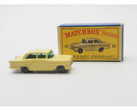 A MATCHBOX Regular Wheels No 45a Vauxhall Victor - primrose yellow body without rear silver but with red tail lamps, turquois