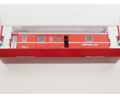 An LGB 30690 G Scale Swiss outline Rhatische Bahn (RhB) Baggage car, appears unused - VG/E in VG box