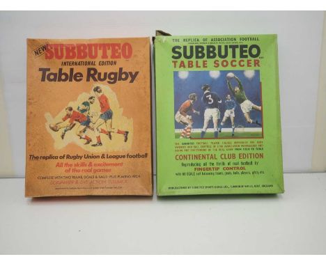 A pair of SUBBUTEO table games comprising rugby and soccer (Continental club edition), unchecked but both appear complete - G