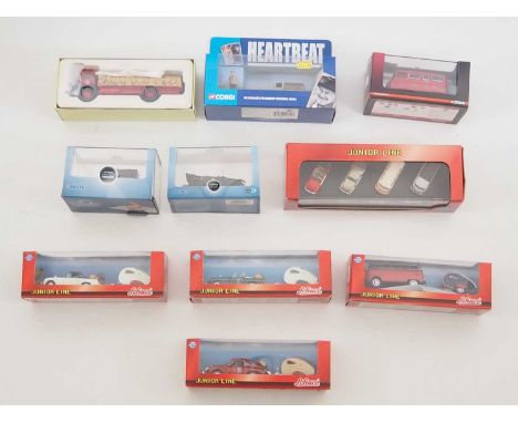 A group of mixed scale diecast by  CORGI, OXFORD DIECAST and SCHUCO, to include a group of SCHUCO Junior Line gift sets - VG 