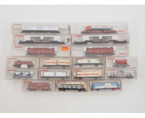 A group of FLEISCHMANN German outline N gauge rolling stock comprising a group of mixed wagons - VG in G/VG boxes (17)