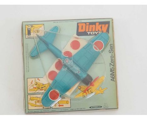 A DINKY Toys No 739 A6M5 Zero-Sen Fighter - finished in dark turquoise with Japanese Imperial Army Air Service roundels, batt