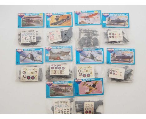 A large group of unbuilt 1:72 scale plastic aircraft kits by NOVO - all in factory sealed bags - VG in G/VG packaging  (10)