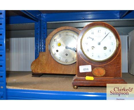 A Jfnetfink &amp; Co. Ltd London two hole mantel clock; and a three hole mantel clock 