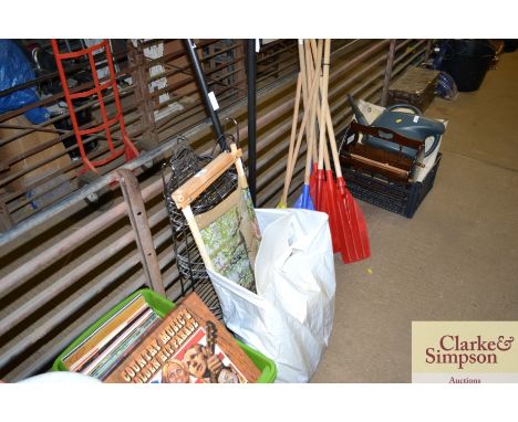 A tapestry frame, vegetable rack, curtain poles etc.