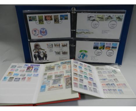 Eight albums and stock books containing British, Commonwealth and foreign stamps and first day covers 