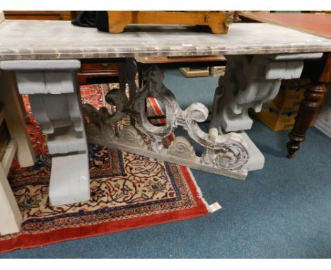 A painted wooden console table in the 18th century style along with an architectural wood effect bracket finished in a distre