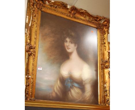 19th century English school - Bust portrait of a maiden, pastel, 75 x 62cm