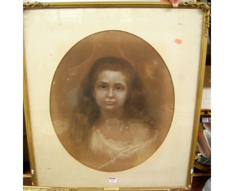 Edward Tayler (1828-1906) - Bust portrait of a girl, pastel framed as an oval, signed and dated 1862, 56 x 46cm