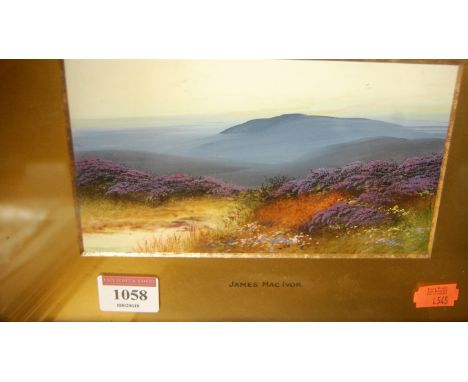 James MacIvor - Dartmoor scene, gouache; After J Hayter - The Peris of the North, engraving; and two Japanese portrait waterc