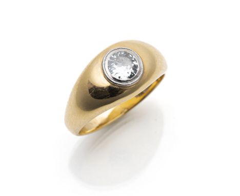 Vintage Diamant RingDeutschland um 1930/40RM 54In 585/000 Gelbgold (gestempelt) gearbeitet und als Bandring, gefasst mittig m