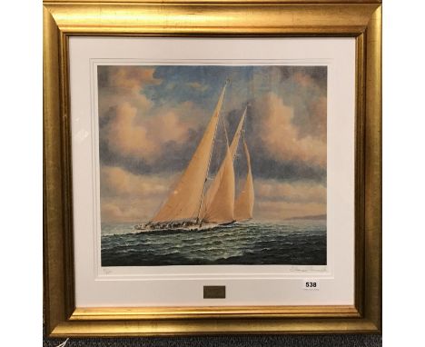 Thomas J. Burnell gilt framed limited edition 21/350 lithograph entitled "Endeavour" with certificate, 79 x 70cm.