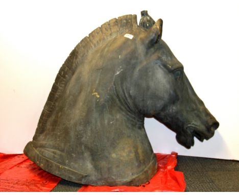 A superb large cast bronze horse head, H. 79cm. Prov. Cast from a 19thC plaster copy of 1stC AD Greco/Roman bronze head excav