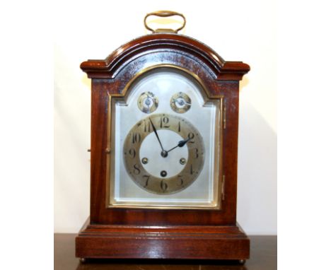 A mahogany cased chiming bracket clock, H. 41cm.
