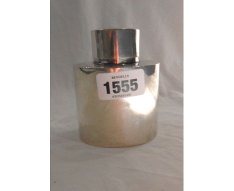 A 9.3cm high silver tea caddy of oval form with push-fit lid - Birmingham 1905