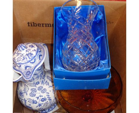 A box containing a quantity of ceramic and glass items
