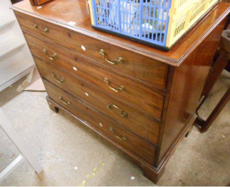 A 1.09m 19th Century mahogany chest of four long graduated drawers, set on bracket feet