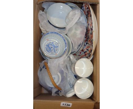 A box containing a quantity of ceramic items including 20th Century Chinese rice bowls, etc.