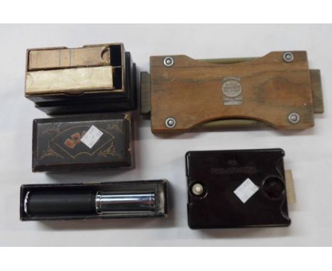 A bag containing a quantity of collectable items comprising vintage Bakelite Philatector, a vintage Watts Ironing tie press, 