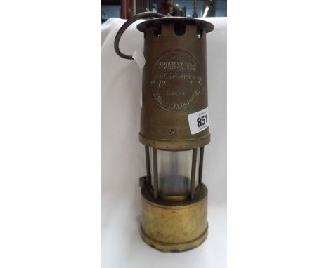 An early 20th Century brass miner's lamp with maker's plaque The Protector Lamp &amp; Lighting Co. Ltd, Eccles, Manchester - 