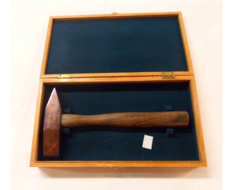 A naval officer's presentation chipping hammer made of copper from the keelson of HMS Victory with inscription D5 HMS Duchess