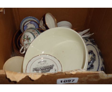 A box containing a quantity of assorted ceramic items including plates, tureen, etc.