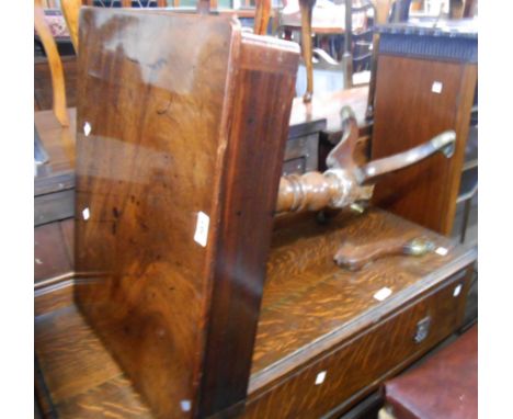 A 60cm 19th Century mahogany pedestal table with frieze drawer and damaged tripod base