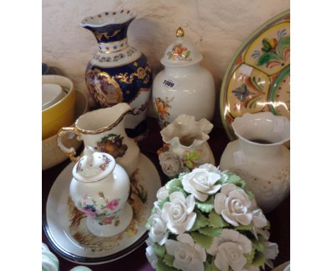 A quantity of assorted ceramic items including Kaiser porcelain lidded jar and vase, etc.