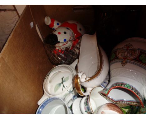 A box containing a quantity of assorted ceramic items including Marumon ware, etc.