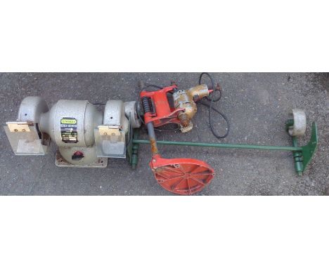 A vintage Black &amp; Decker pillar drill - sold with a Stanley bench grinder