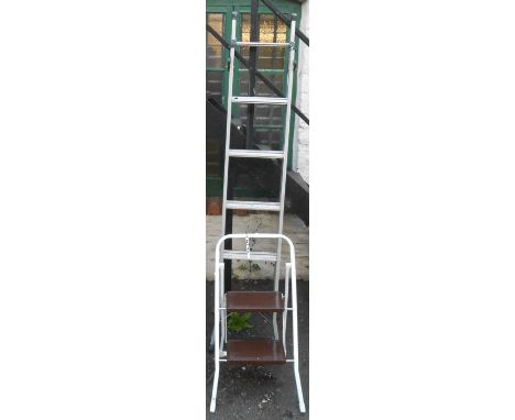 A folding metal step ladder - sold with a set of folding steps