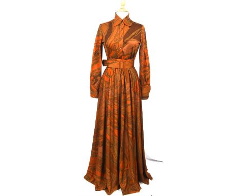 BARAT KLEIN original late 1960s early 1970s  rayon maxi-skirt and blouse with belt. Fits UK12-14"In 1962, Coco Chanel chose K