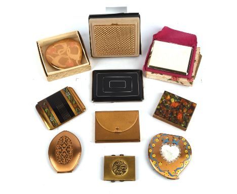 REVLON * ELGIN * HUDNUT * COTY  and others . A collection of ten quality vintage powder and mirror compacts with a pocket clo