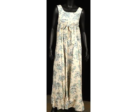 Two items in lot. EARLYBIRD and DAVID SILVERMAN two original 1970s cotton pinafore maxi dresses. One cream and one floral. Bo