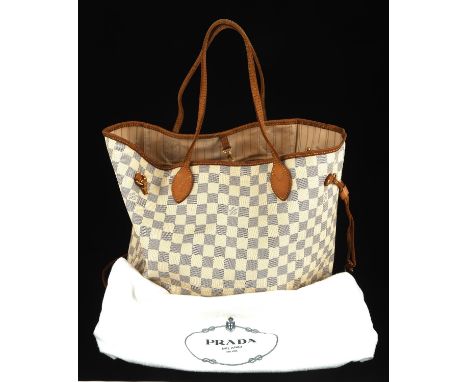 LOUIS VUITTON Neverfull Tote bag in Damier Azur with gold coloured hardware. Carrying serial number AR2111  (length 46cm heig